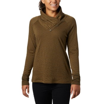 Columbia Ženske Majice S Kapuljačom - Silver Falls Long Sleeve Maslinasto Zelene Prugice | LRJX-5023